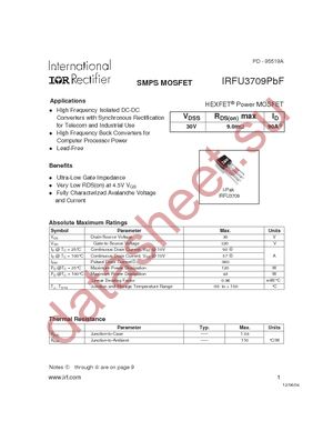 IRFU3709PBF datasheet  